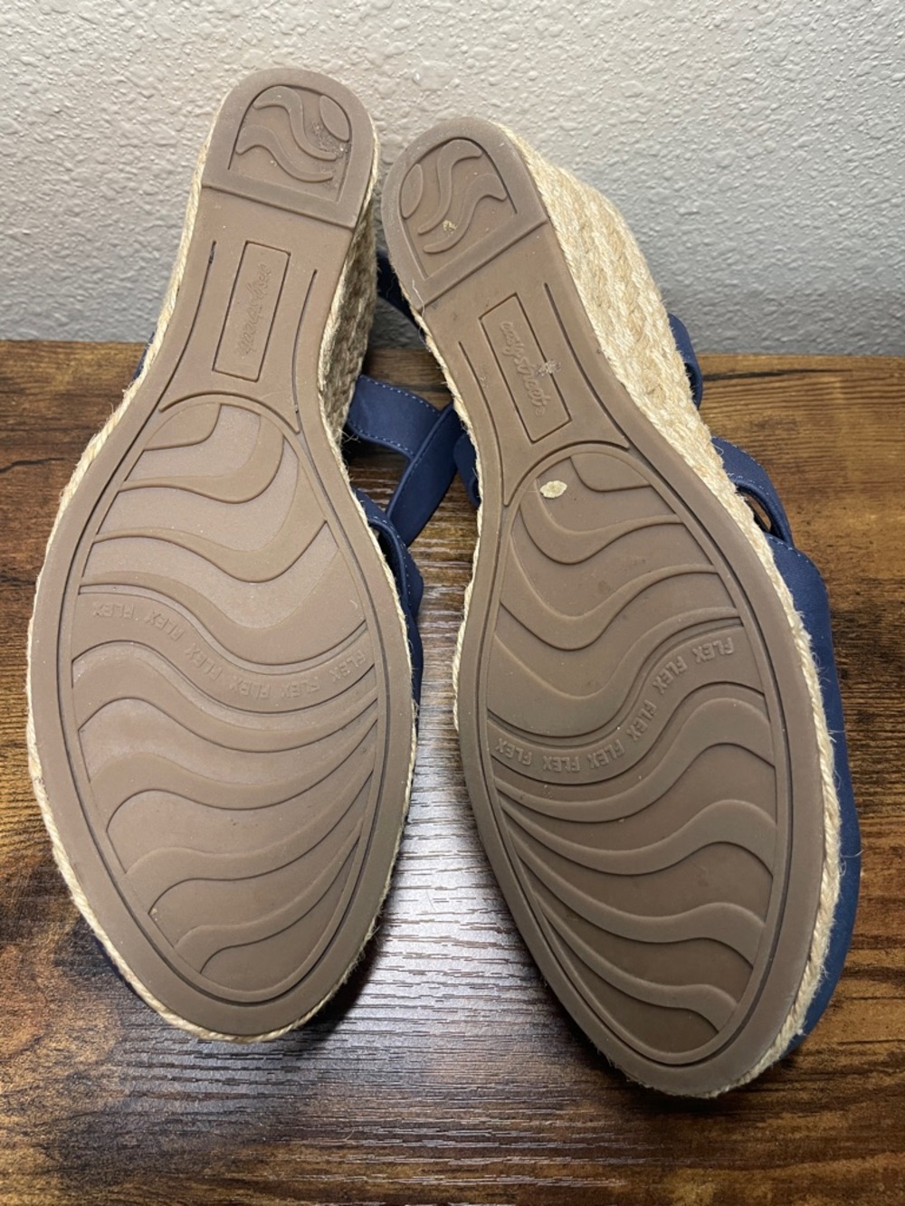 Easy Street Stargaze Size 9W Blue Espadrille Slingback Wedge Sandals - Picture 7 of 8